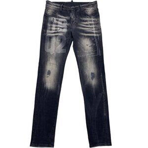Dsquared2 Dan Caten Distressed Paint Splatter Cool Guy Jeans Black Men's 31x32
